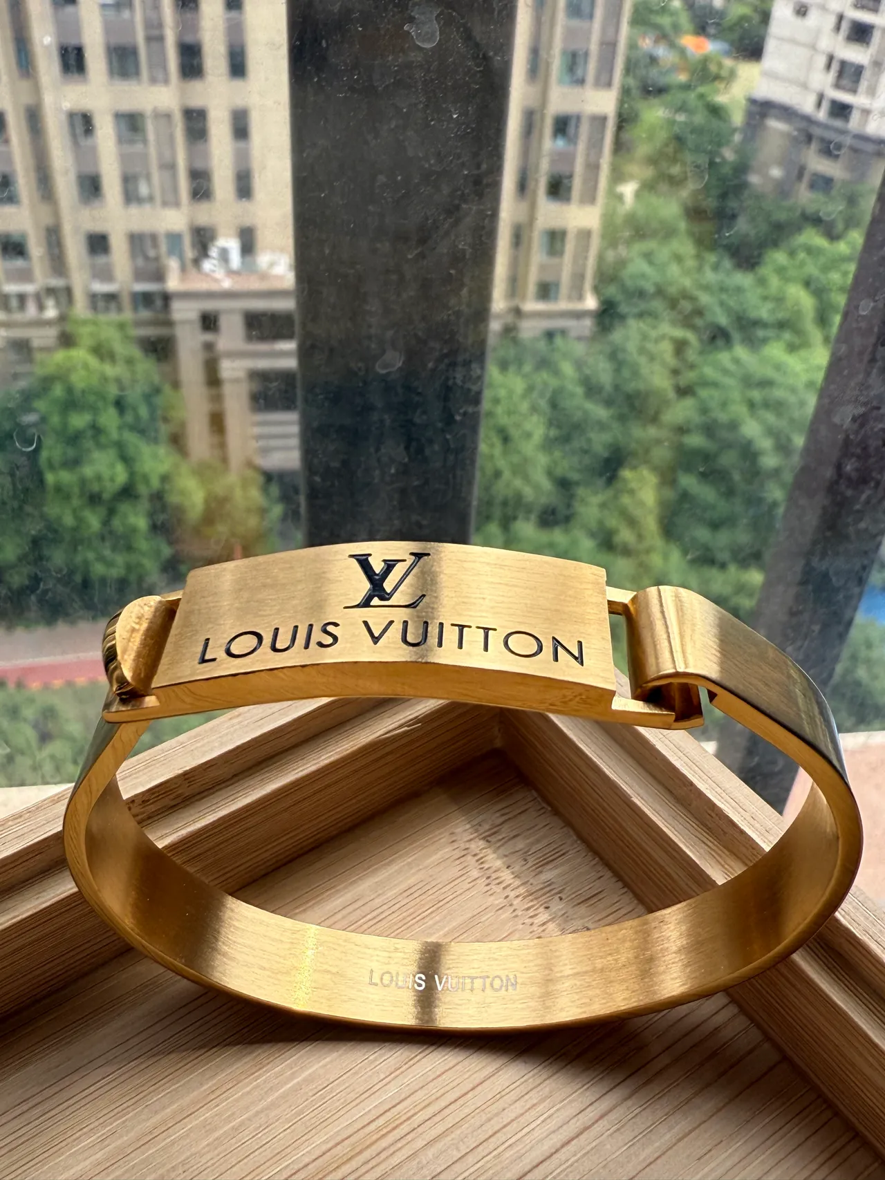 Gold-Tone Pavé Crystal Hinged Bangle Bracelet 6