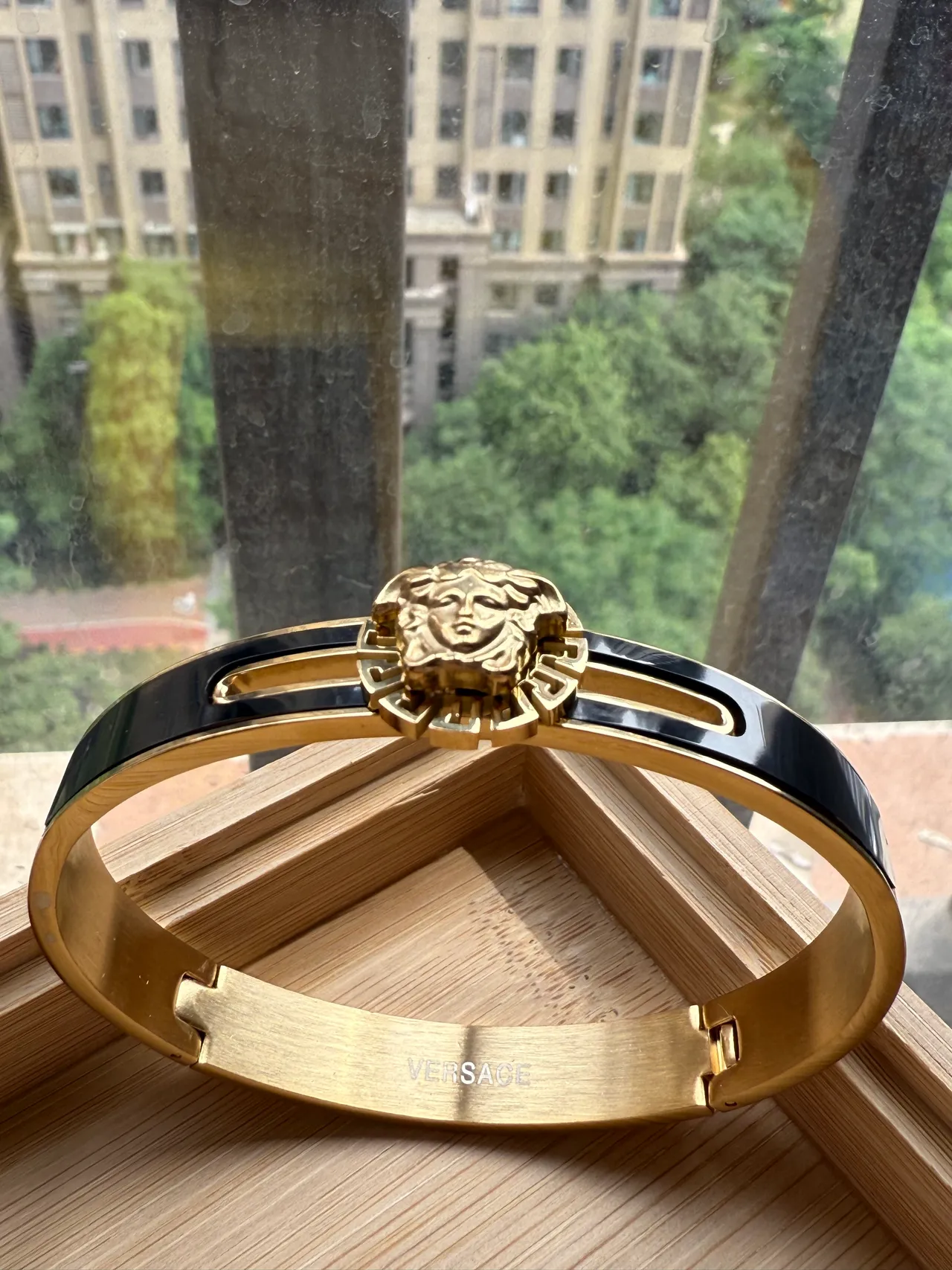 Gold-Tone Pavé Crystal Hinged Bangle Bracelet 8
