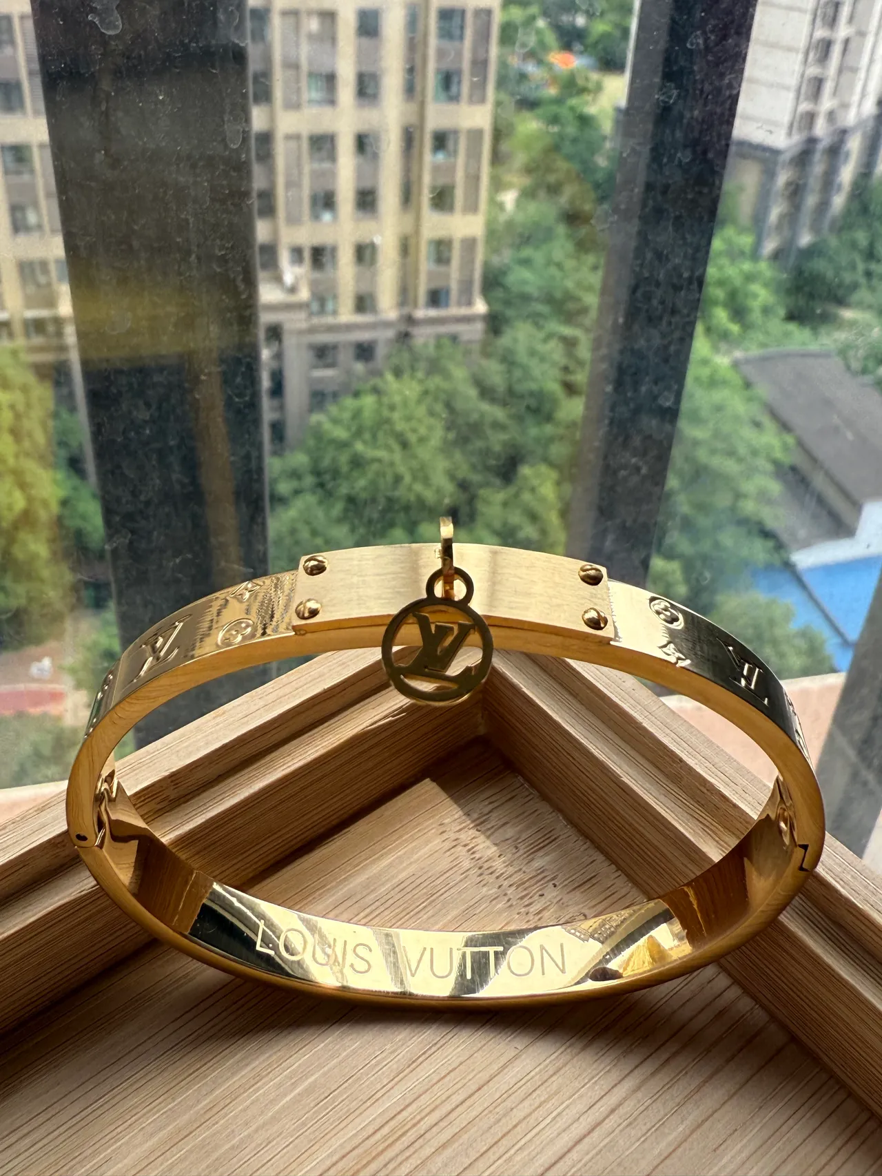 Gold-Tone Pavé Crystal Hinged Bangle Bracelet 10