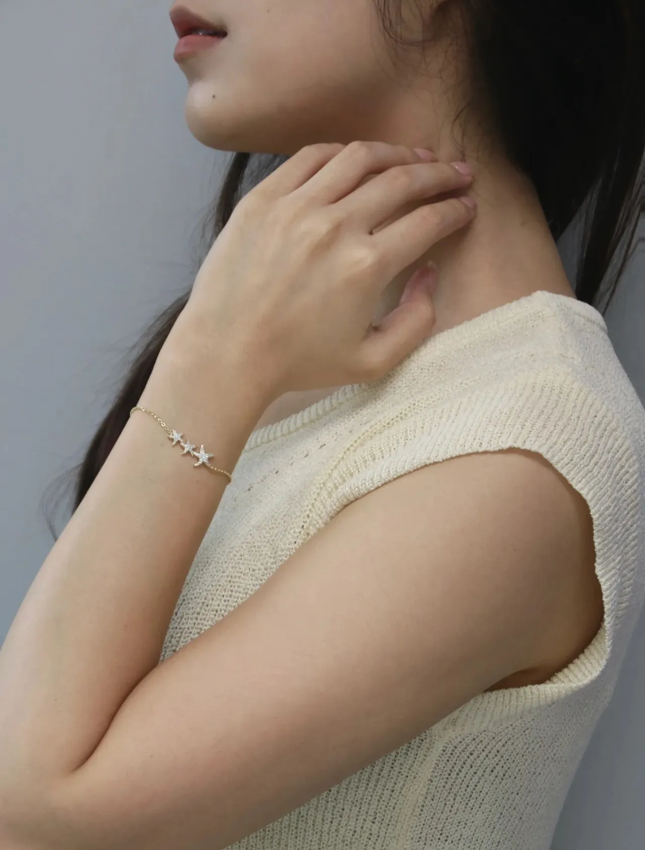 Gold-Tone Pavé Starfish Cluster Bracelet 2