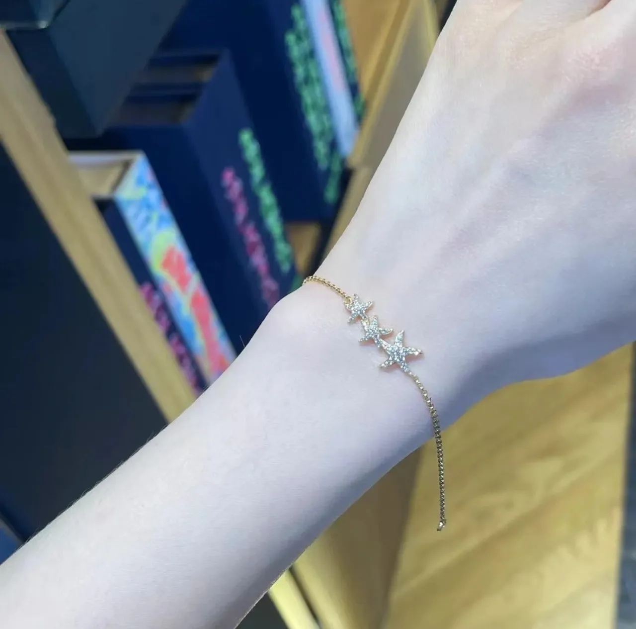Gold-Tone Pavé Starfish Cluster Bracelet 4