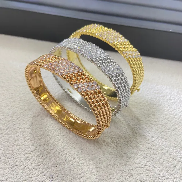Gold Tone, Silver Tone, and Rose Gold Tone Pavé Crystal Beaded Hinged Bangle Bracelets 2