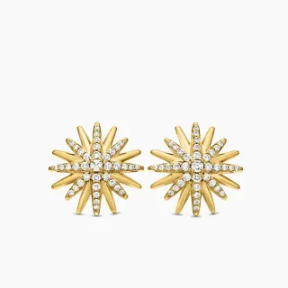 Gold-Tone Starburst Pavé-Set Stud Earrings