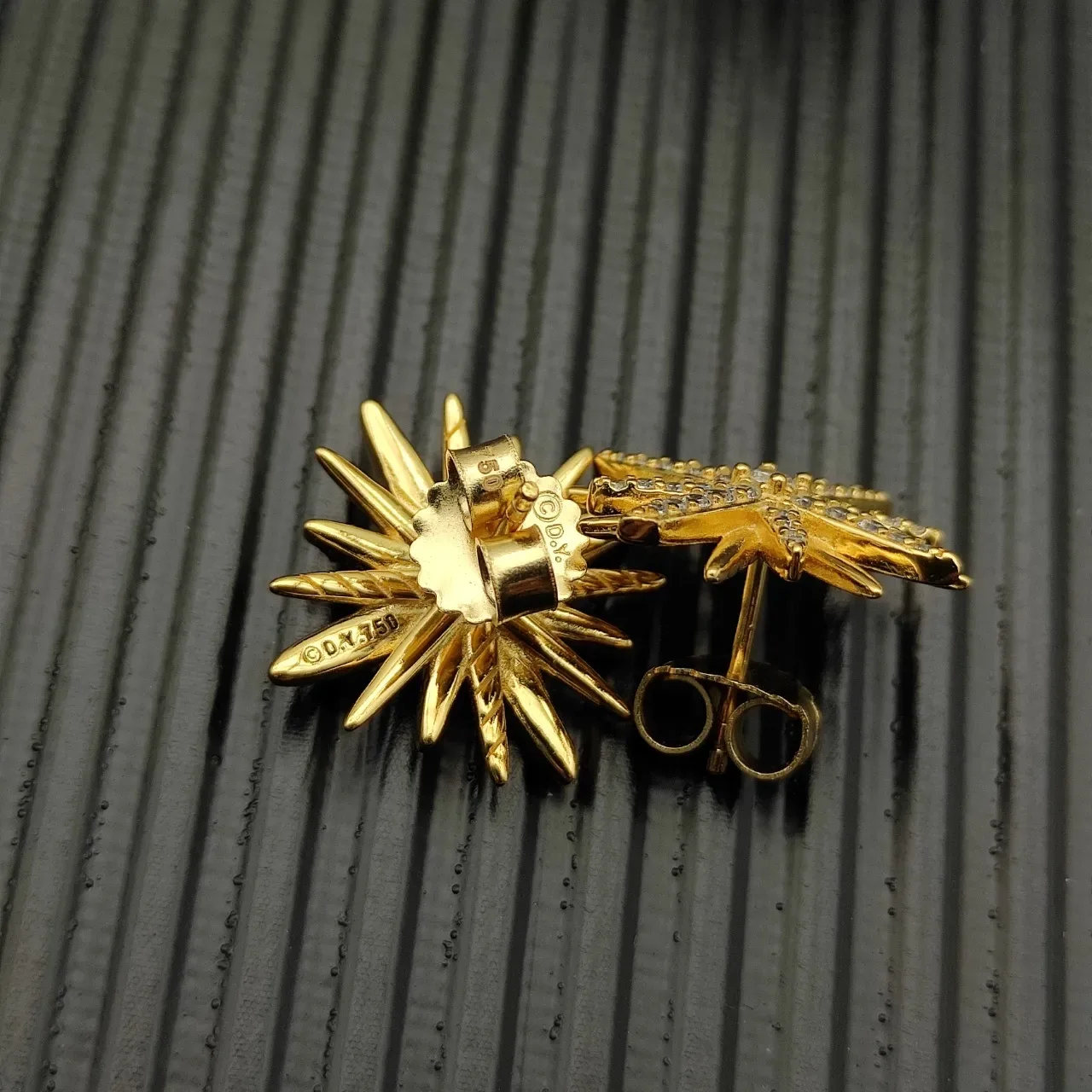 Gold-Tone Starburst Pavé-Set Stud Earrings 2