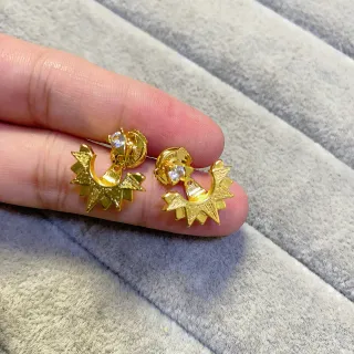 Gold-Tone Sunburst Motif Crystal Earrings