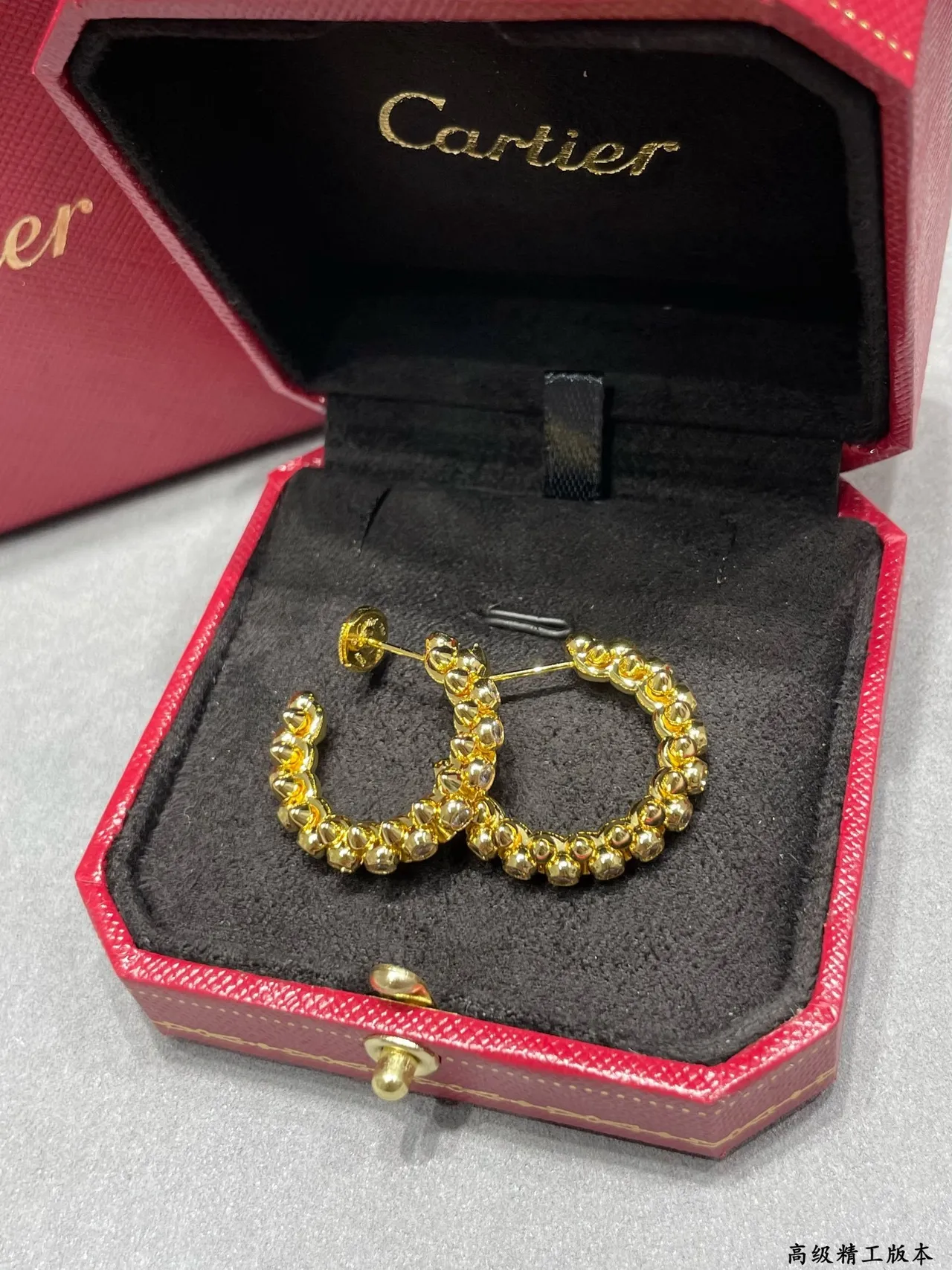 Gold Transparent Spiked Hoop Double-Row Earrings 2