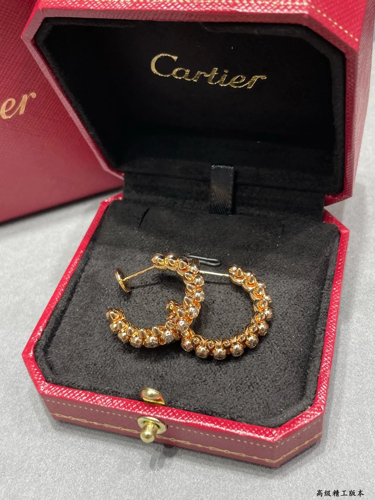 Gold Transparent Spiked Hoop Double-Row Earrings 4