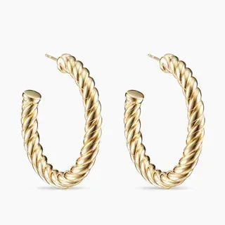 Gold Twisted Rope Hoop Earrings