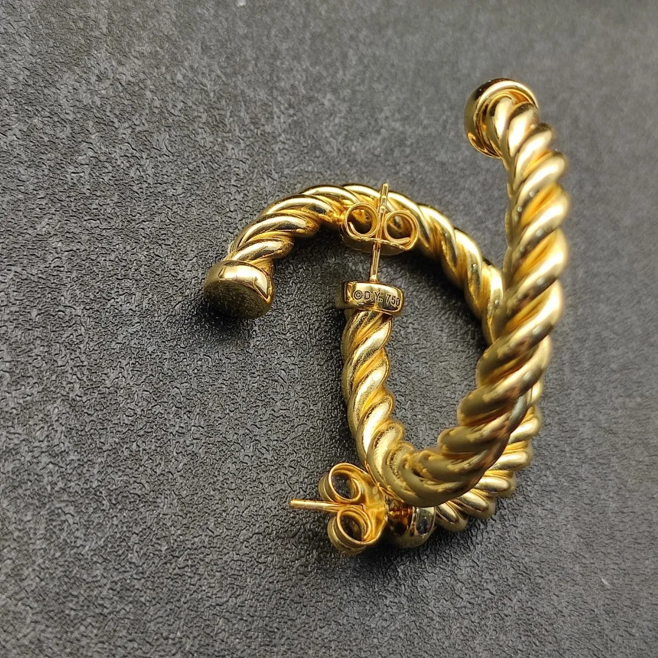 Gold Twisted Rope Hoop Earrings 7