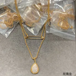 سلسلة ذهبية أبيض حبلية باڤيه شكل قطرة