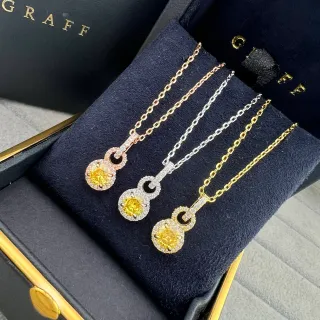 Graff Collier avec Pendentif à Double Boucle en Gemme Jaune