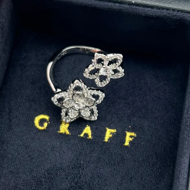 Graff Floral Pavé Double Flower Ring 5