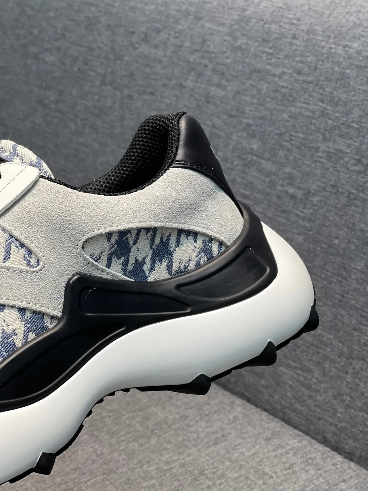 Gray and Blue Printed Panel Chunky Lifestyle Sneaker 8