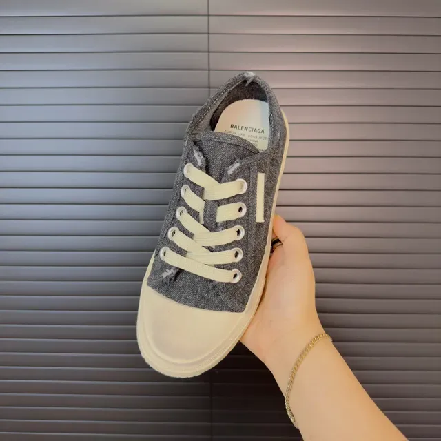 Gray Beige Heather Canvas Upper Off-White Vulcanized Sole Sneakers 5