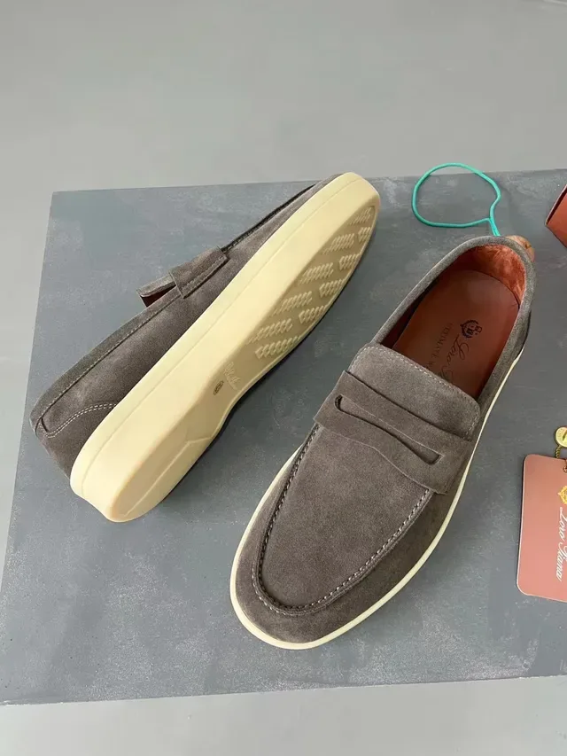 Gray Beige Suede Upper Penny Strap Loafer 3