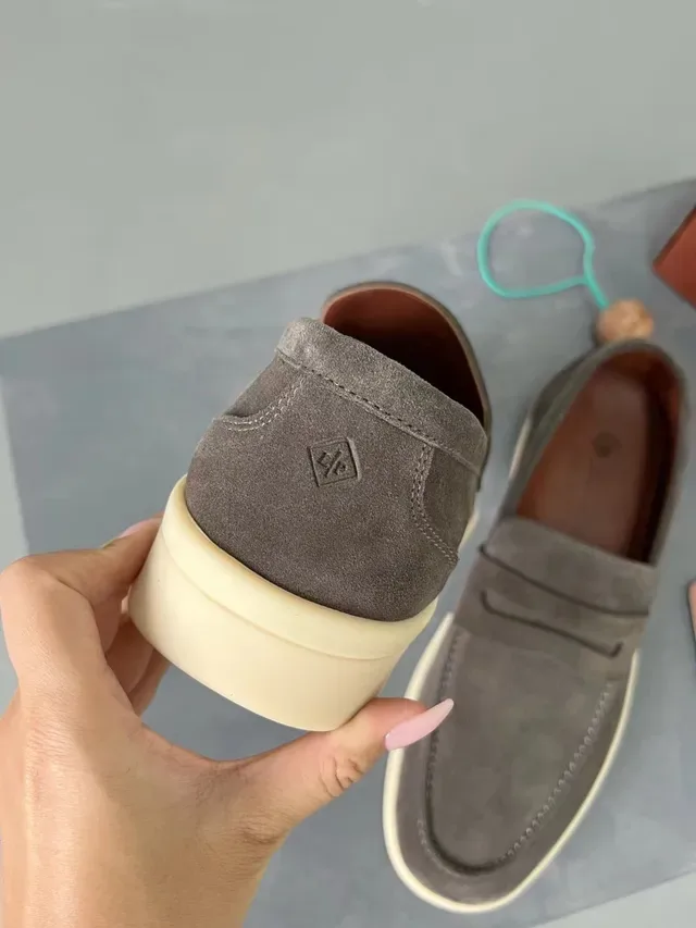 Gray Beige Suede Upper Penny Strap Loafer 5