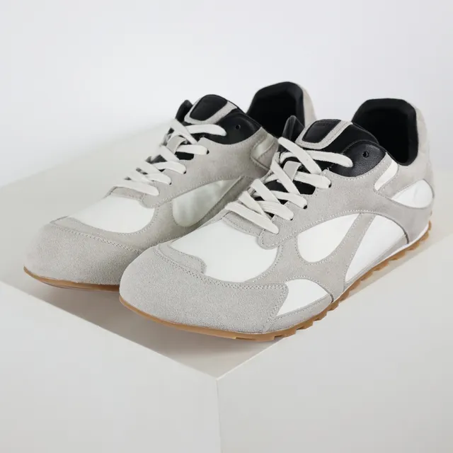 Gray Black Layered Suede And Mesh Upper Gum Rubber Sole Sneakers 2
