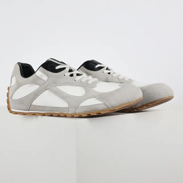 Gray Black Layered Suede And Mesh Upper Gum Rubber Sole Sneakers 3