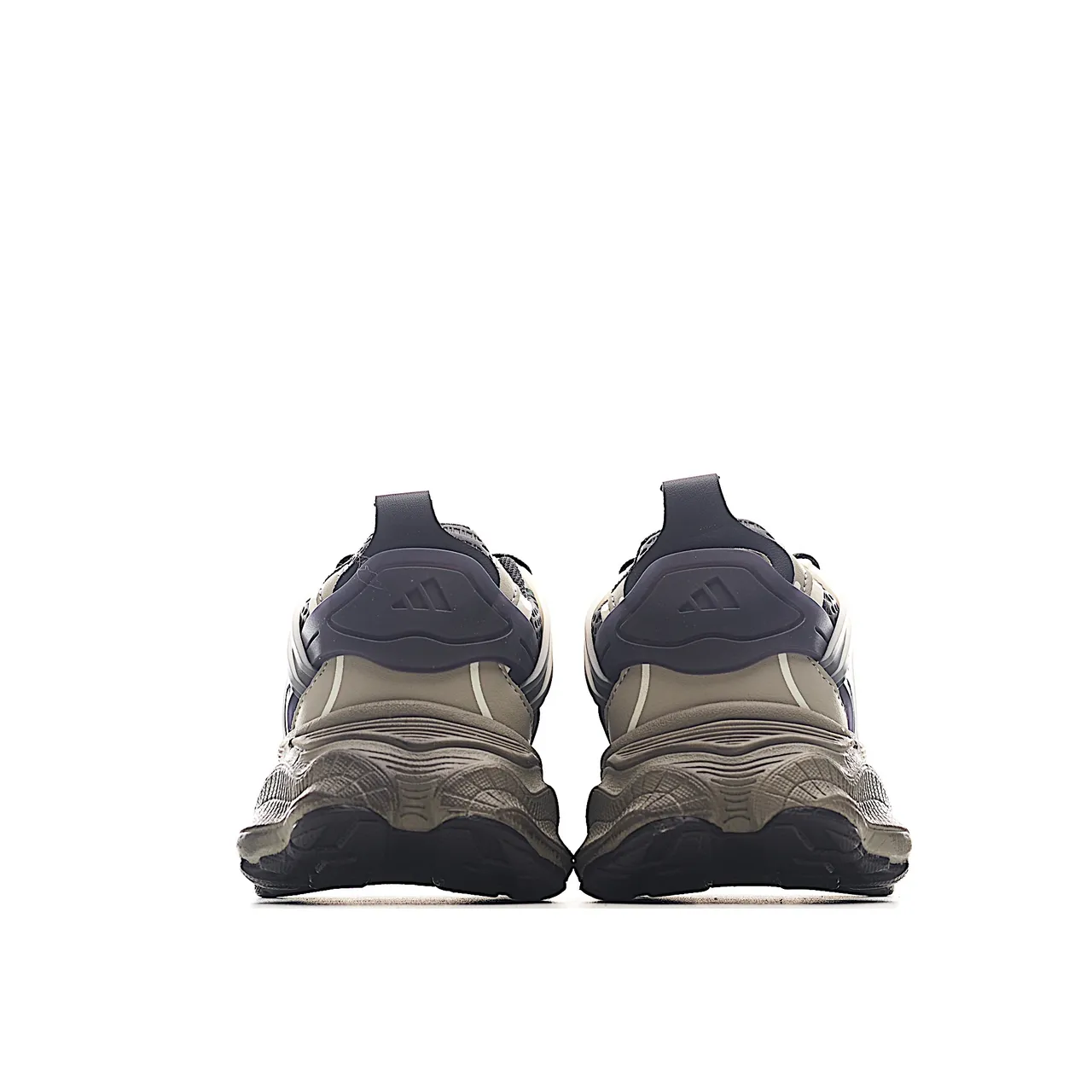 Gray Black Oversized Sole Layered Synthetic Overlays Chunky Sneakers 22