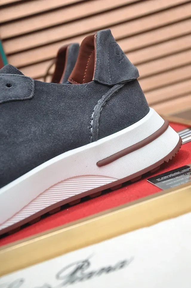 Gray Brown Suede Upper Layered Midsole Sneakers 2