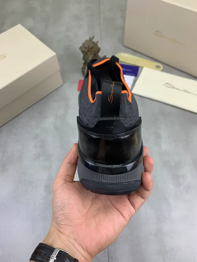 Gray Orange Knit Upper Slip-On Construction Sneakers 3