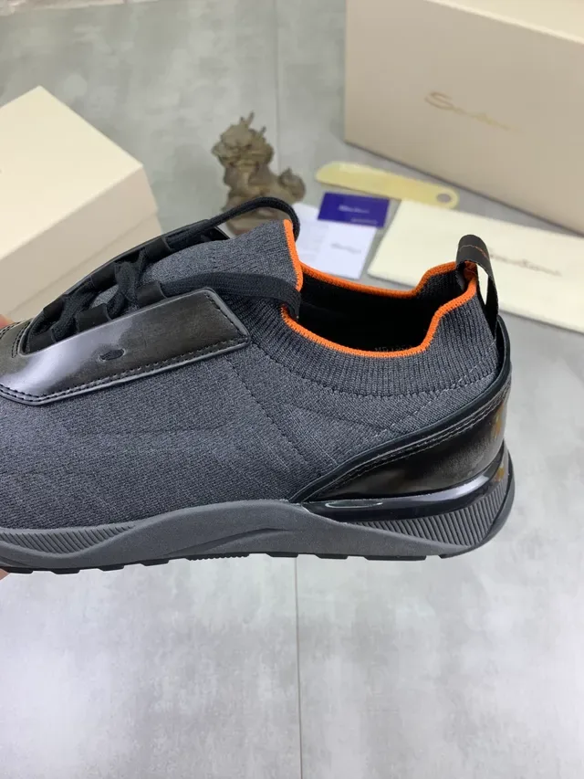Gray Orange Knit Upper Slip-On Construction Sneakers 4