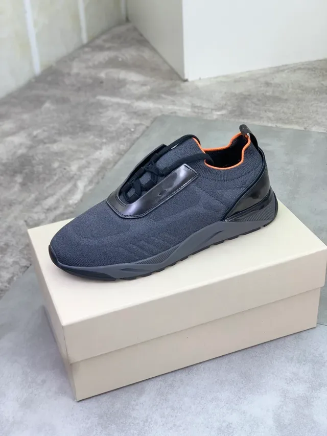 Gray Orange Knit Upper Slip-On Construction Sneakers 5