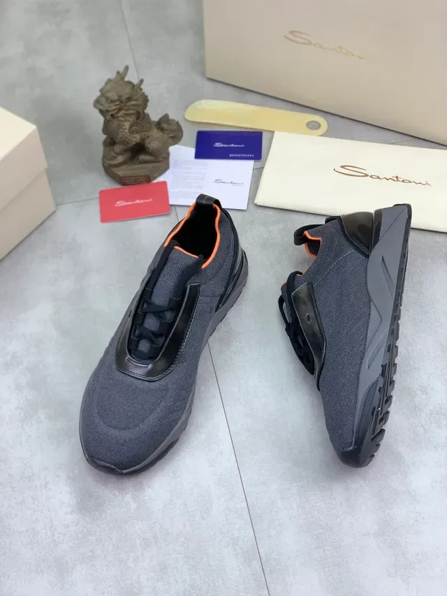 Gray Orange Knit Upper Slip-On Construction Sneakers 6