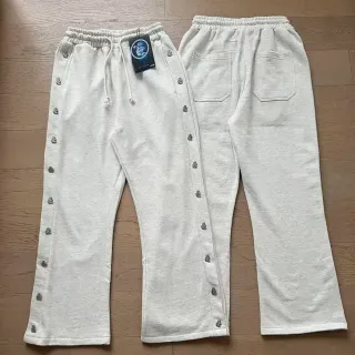 Gray Silver Heather Fleece Side-Row Metallic Embellishments Sweatpant
