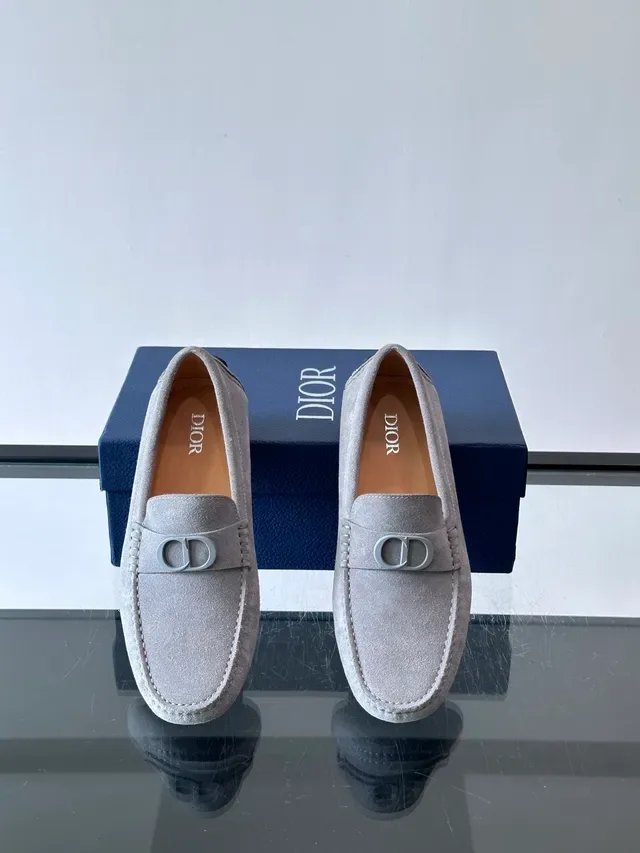 Gray Suede Metal Bit Loafers 4