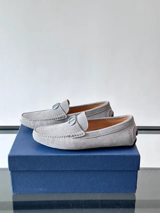 Gray Suede Metal Bit Loafers 5