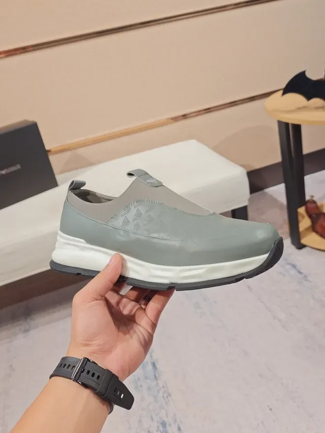 Gray White Slip-On Embossed Upper Sneakers 4