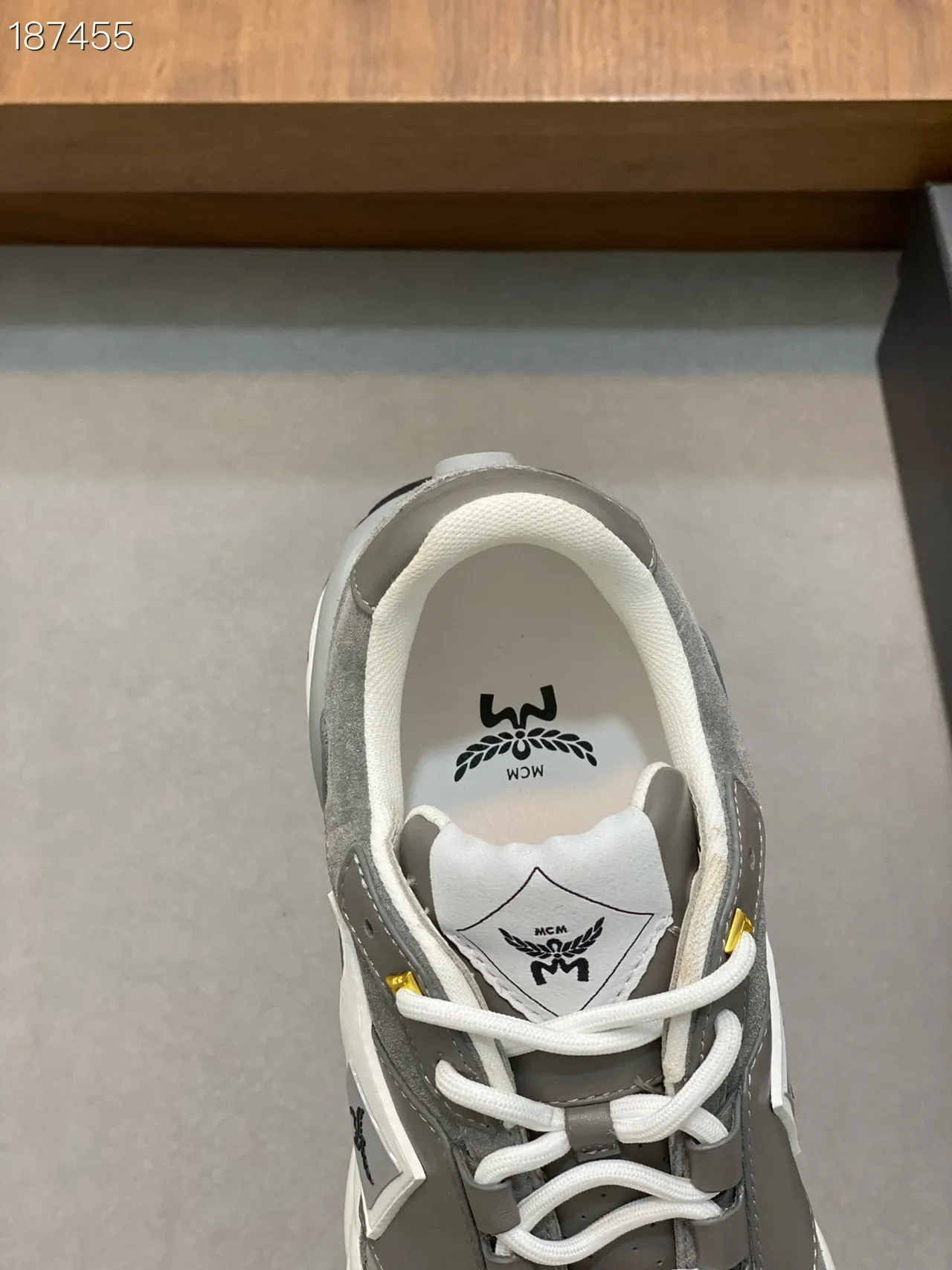 Gray White Suede-Leather Mix Sculpted Midsole Sneakers 4