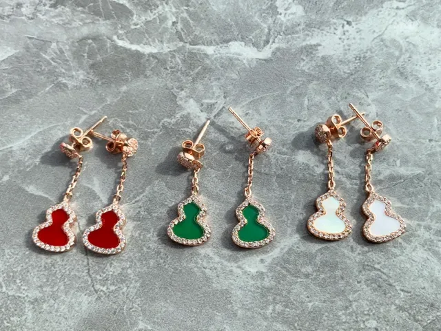 Green Gourd-Shaped Pavé Halo Drop Earrings 5