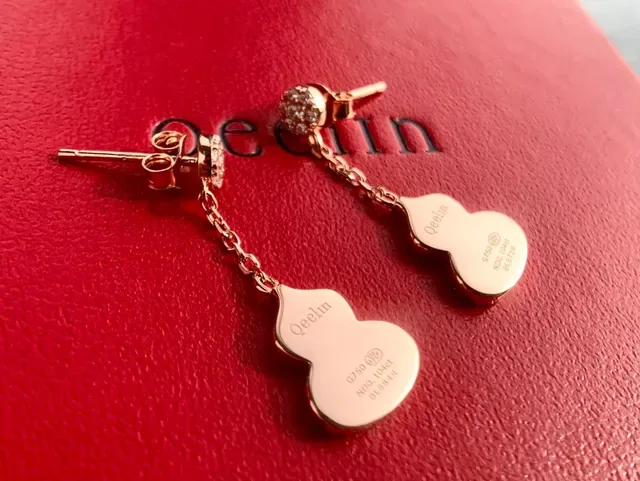 Green Gourd-Shaped Pavé Halo Drop Earrings 6