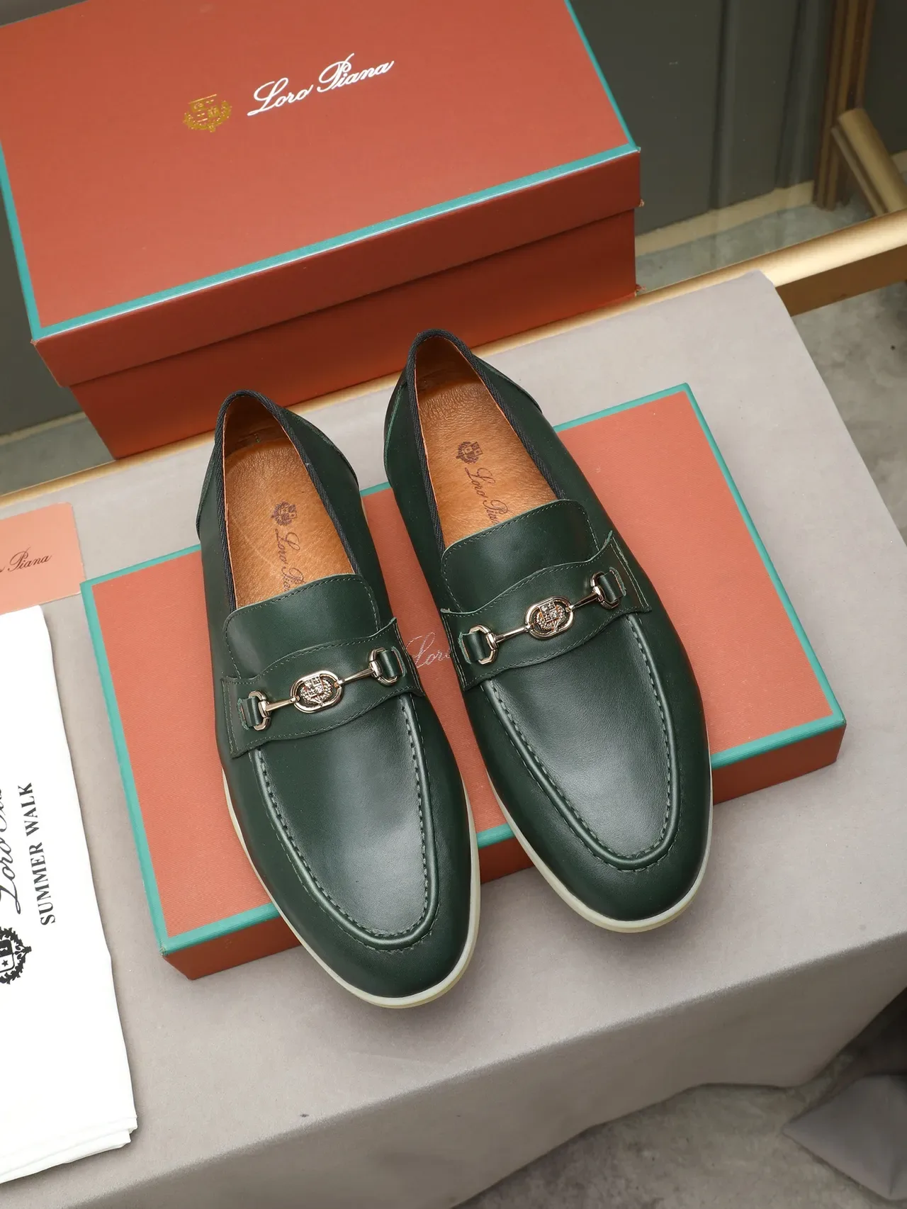 Green Leather Horsebit Buckle Loafer 3