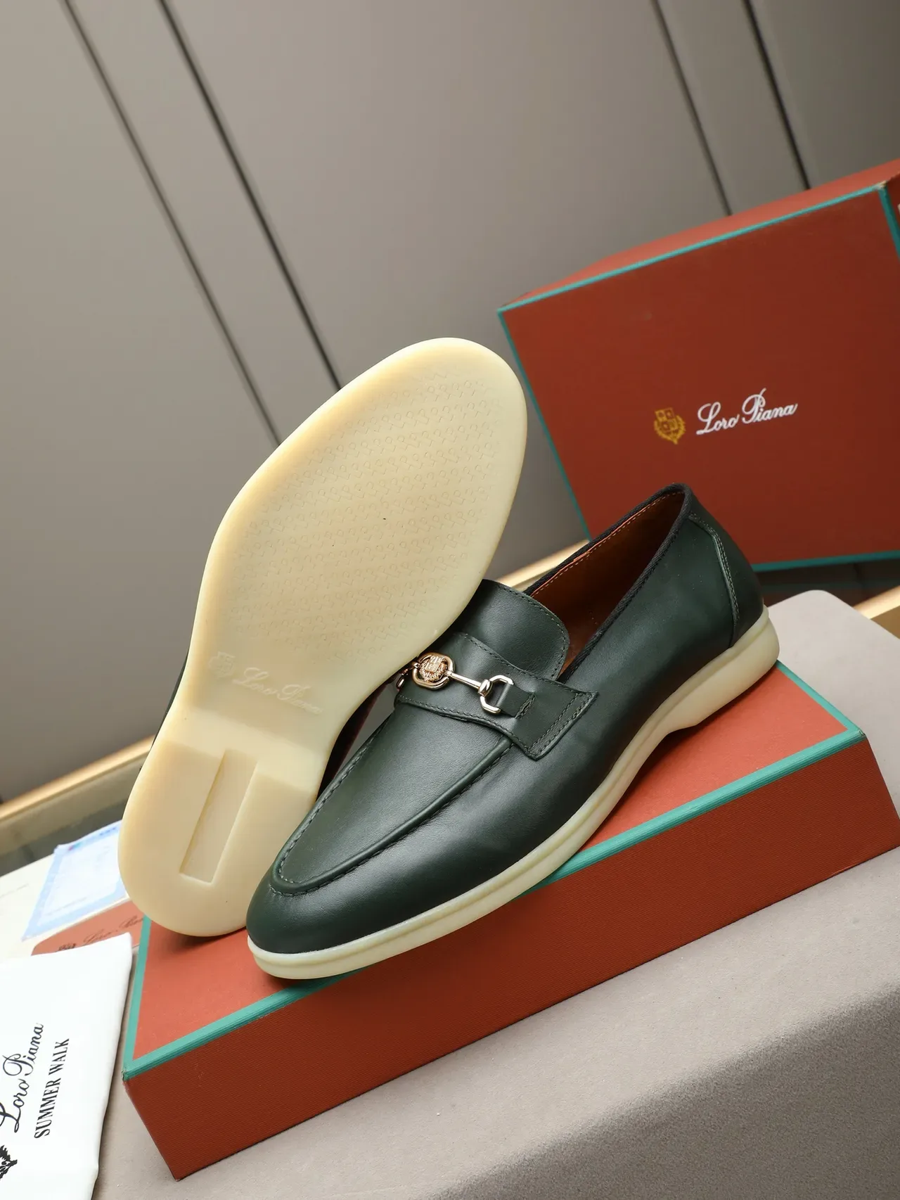 Green Leather Horsebit Buckle Loafer 5