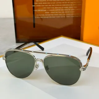 Green Silver Aviator Silhouette Gradient Lenses Sunglasses