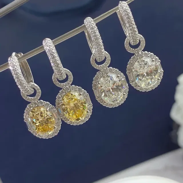 Halo-Set Yellow Gemstone Drop Earrings 2
