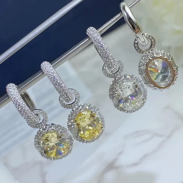 Halo-Set Yellow Gemstone Drop Earrings 8
