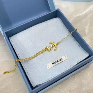 HEFANG Pulseira de corrente de ouro com pingente de âncora