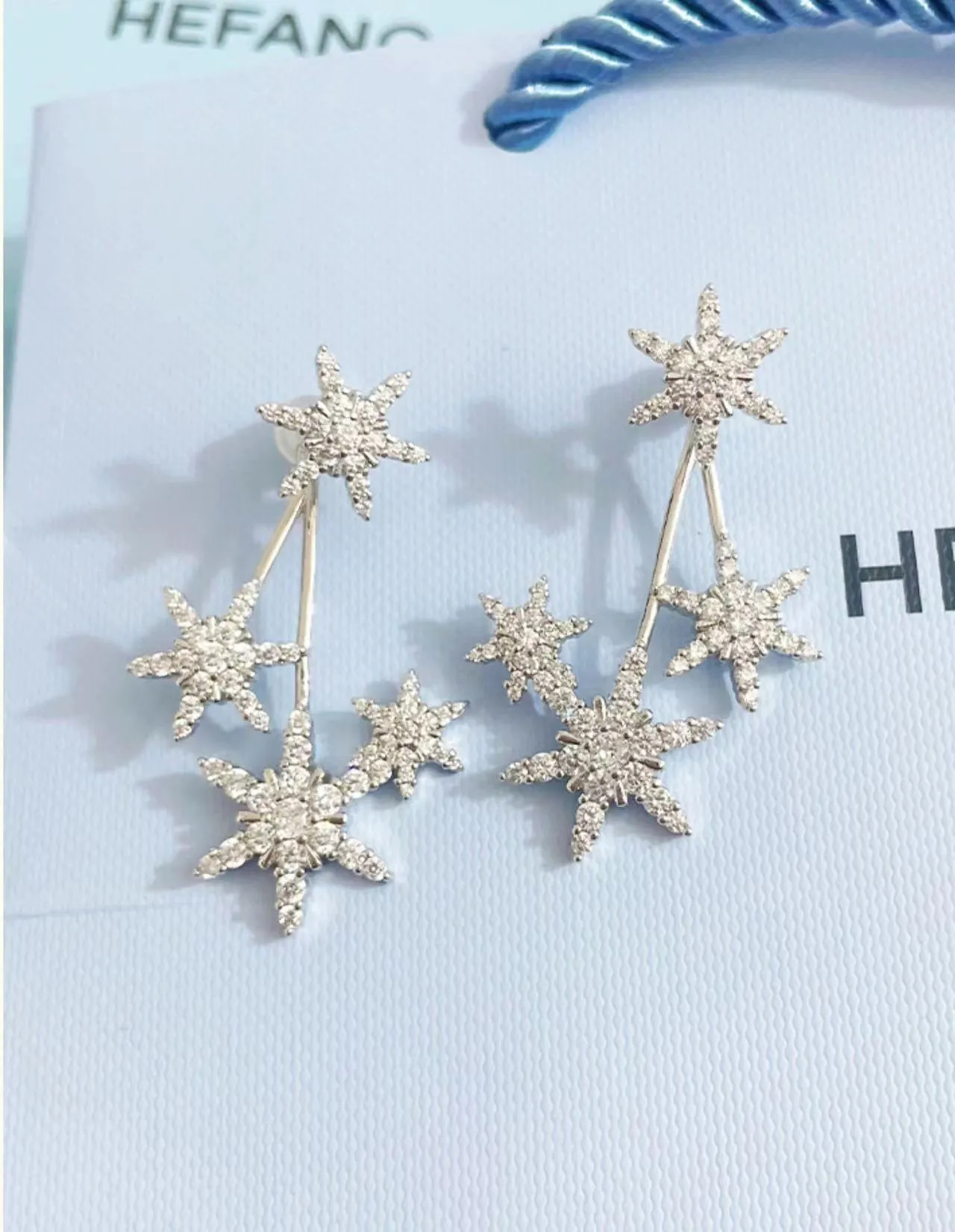 HEFANG Multi-Star Pavé Crystal Dangle Earrings 5