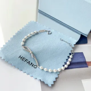 HEFANG Pulsera de perlas y cristales con lazo