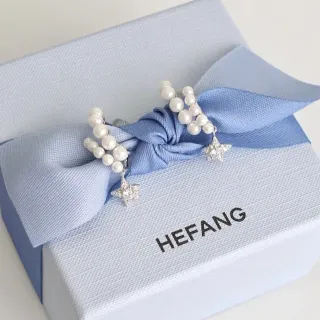 HEFANG Brincos de dangle com cluster de pérolas e encanto de estrela