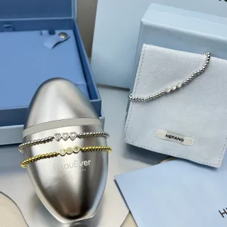 HEFANG Pulsera de cadena de perlas con motivo de corazón en plata y oro