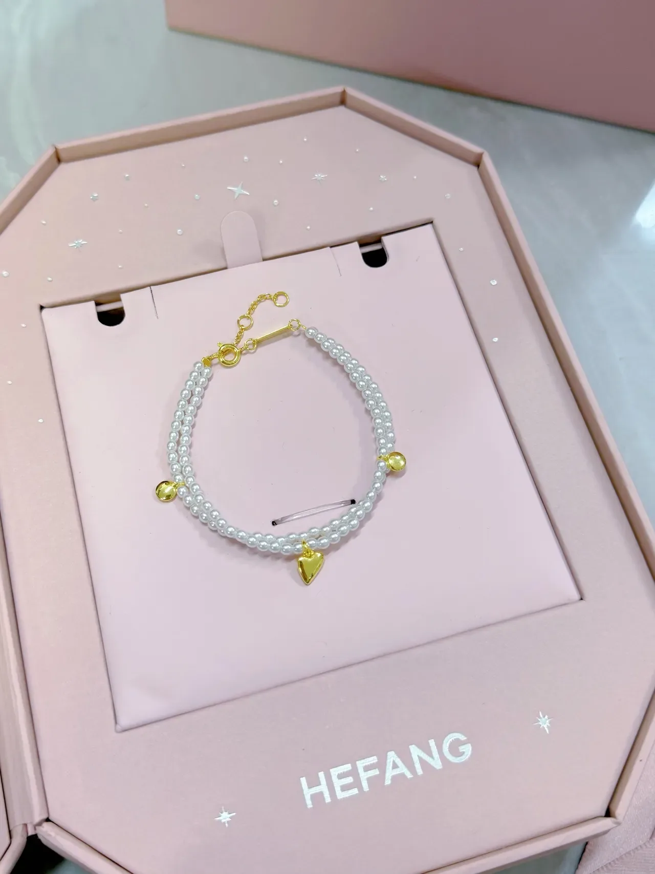 HEFANG White Gold Triple-Strand Pearl Necklace 4