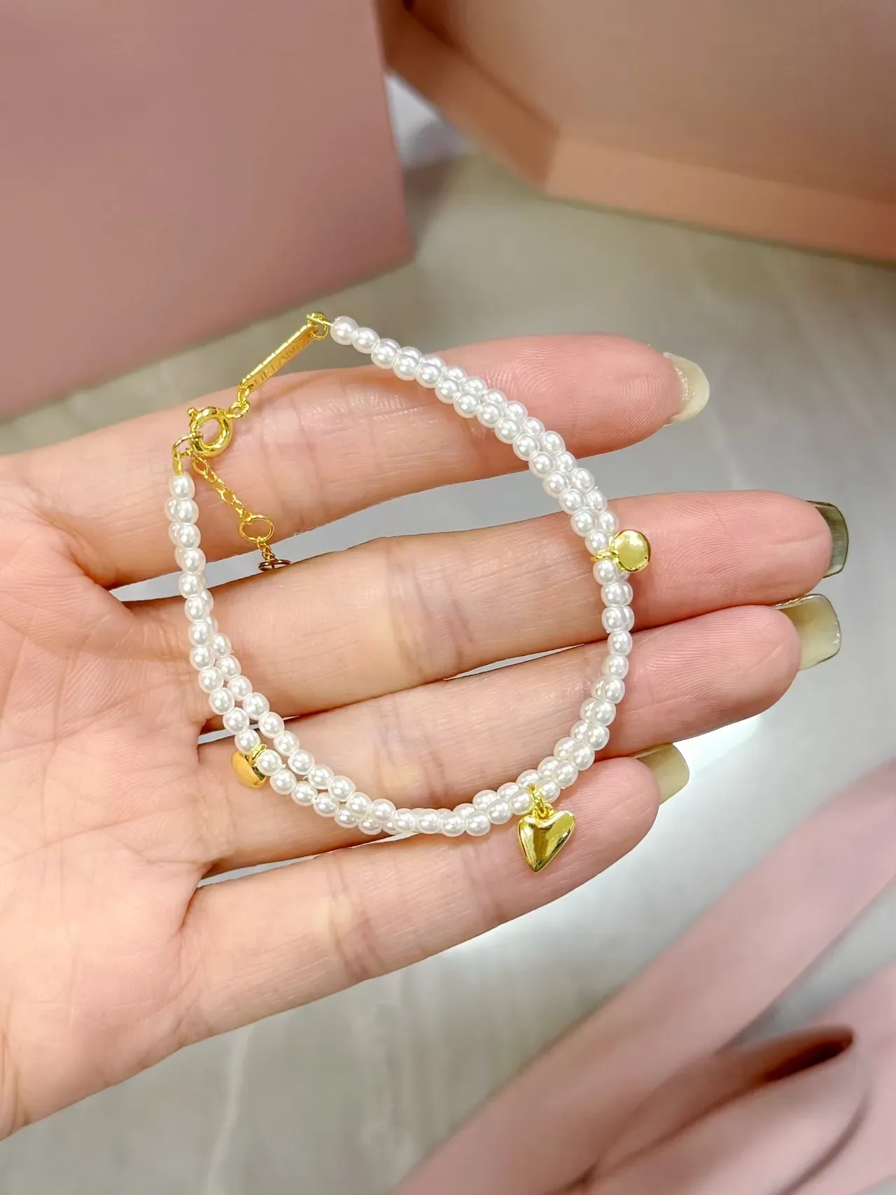 HEFANG White Gold Triple-Strand Pearl Necklace 8