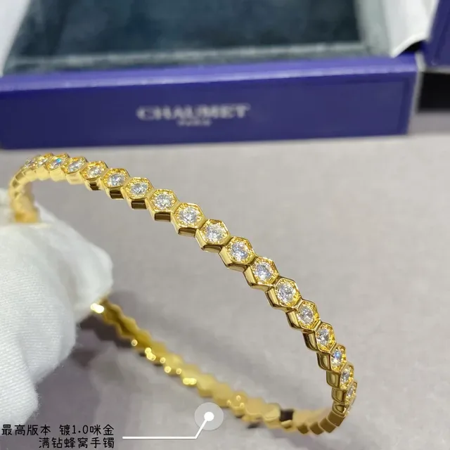 Hexagonal-Link Pavé Crystal Stackable Bangle Bracelets 3