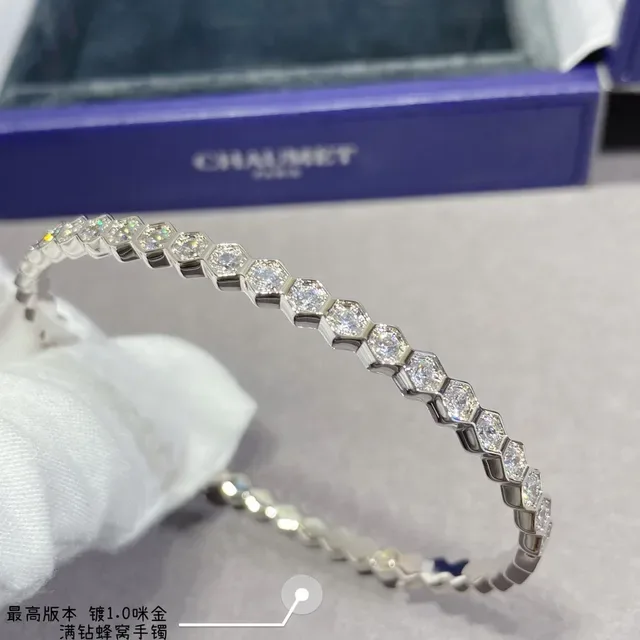 Hexagonal-Link Pavé Crystal Stackable Bangle Bracelets 4