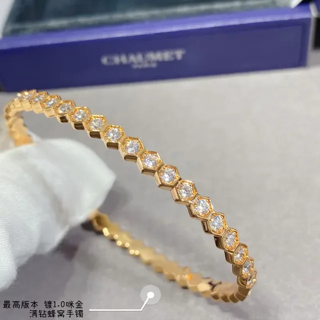 Hexagonal-Link Pavé Crystal Stackable Bangle Bracelets 5